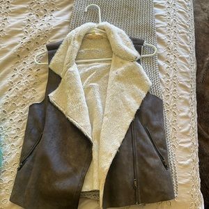 Brown fur lined vest